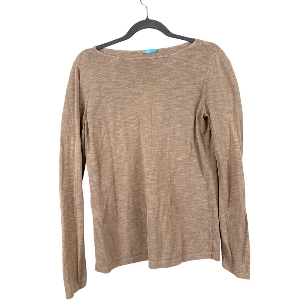 J. McLaughlin Womens M Tan Lightweight Linen Blend Pullover Sweater Coastal Luxe